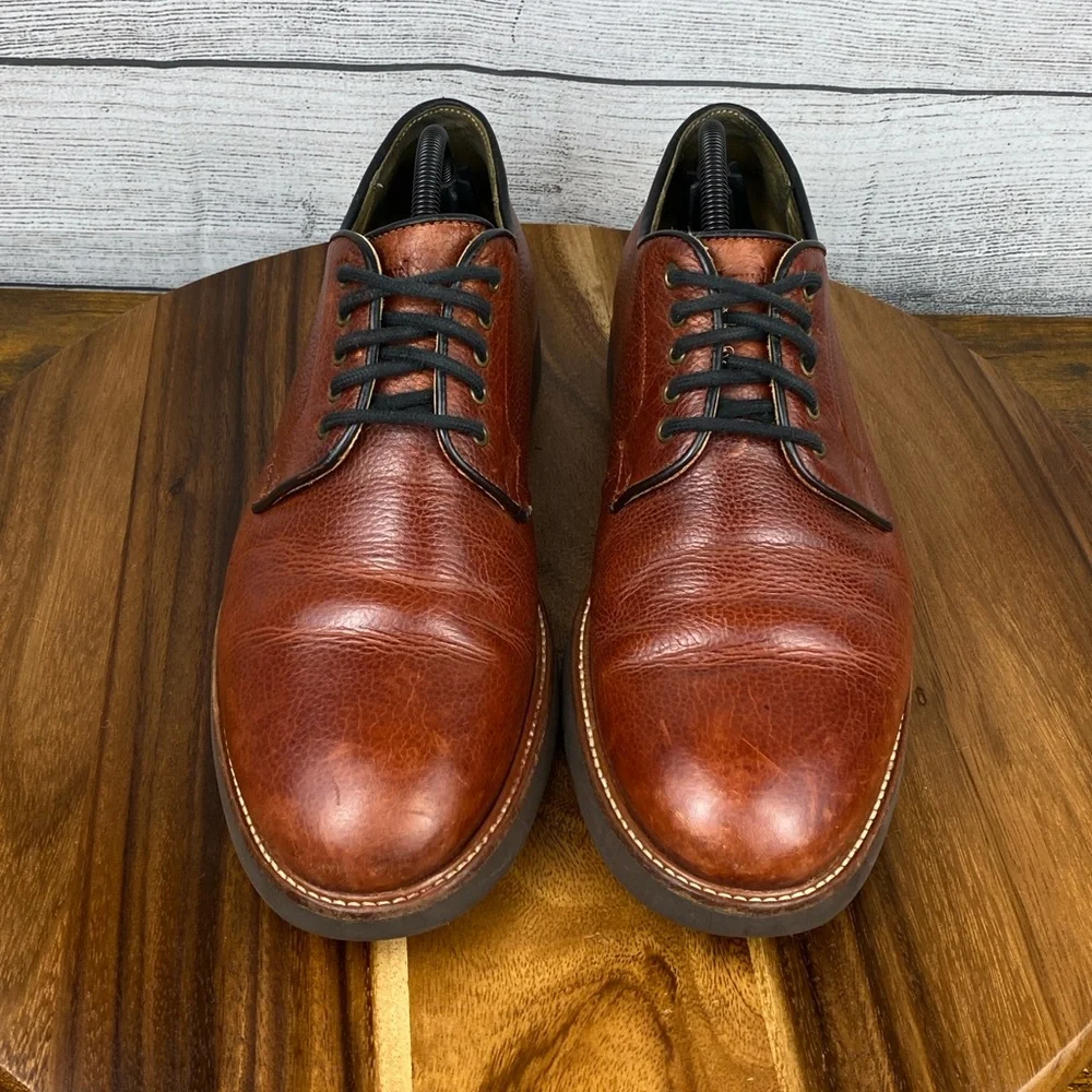 Samuel Hubbard Highlander Pebbled Leather Comfort Oxford Red Brown Mens Size 9.5